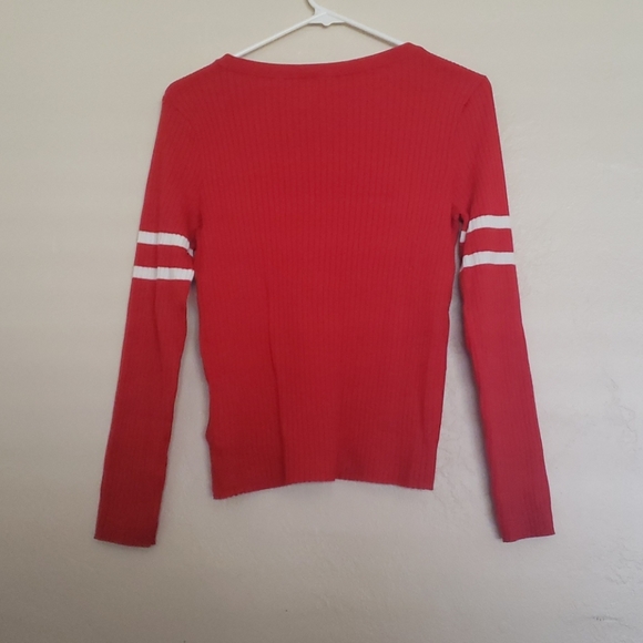 Red Divided Sweater - Picture 2 of 5